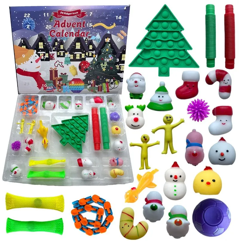 25 Pack Push Pop Christmas Pop Its Fidget Toys Box Set Packing Kids Gift Calendar Sets