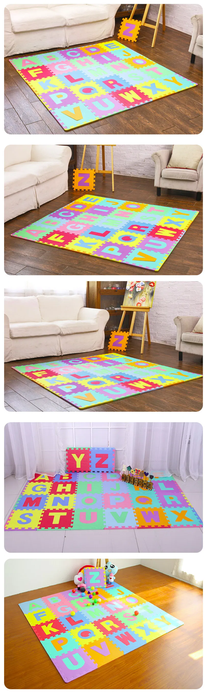 36PCS/Set Large Alphabet Numbers EVA Floor Mat Baby Room Jigsaw ABC Foam Puzzle Mat Exported to Us Amazon Warehouse