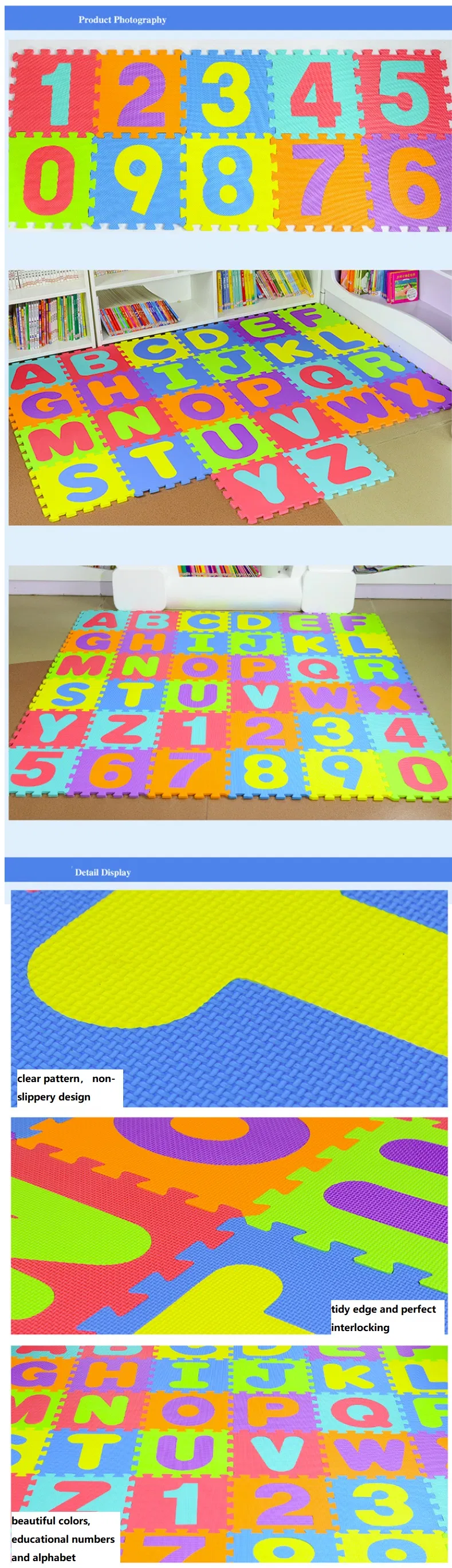 36PCS/Set Large Alphabet Numbers EVA Floor Mat Baby Room Jigsaw ABC Foam Puzzle Mat Exported to Us Amazon Warehouse