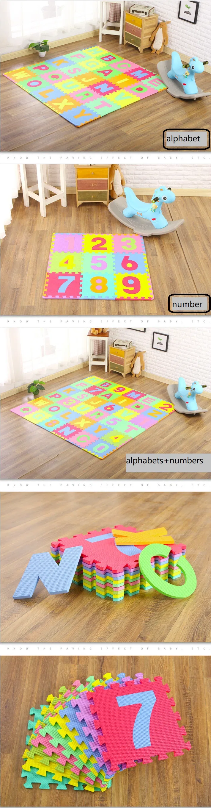 36PCS/Set Large Alphabet Numbers EVA Floor Mat Baby Room Jigsaw ABC Foam Puzzle Mat Exported to Us Amazon Warehouse