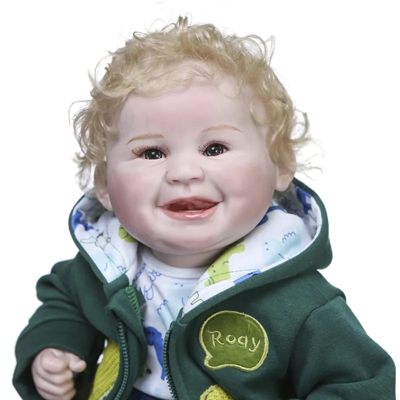 55cm Newborn Boy Doll Bebe Doll Reborn Baby Blond Hair Handmade High Quality Detailed Hand Painting Rooted Hair