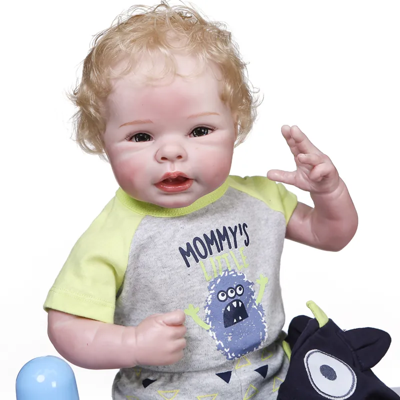 55cm Newborn Soft Body Bebe Doll Reborn Baby Boy Doll Size Blond Rooted Hair Detailed 100% Handmade Collectible Art Doll
