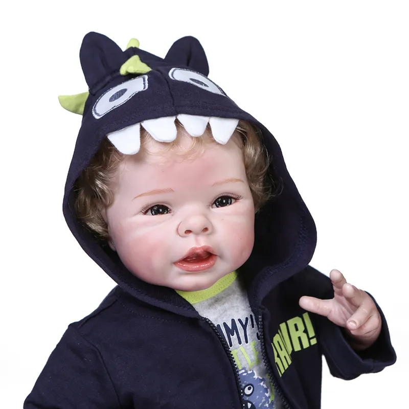 55cm Newborn Soft Body Bebe Doll Reborn Baby Boy Doll Size Blond Rooted Hair Detailed 100% Handmade Collectible Art Doll