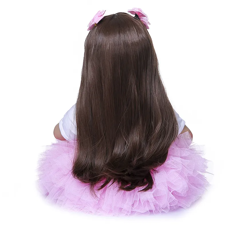 60cm Baby Girl Doll Soft Silicone Cloth Body Lifelike Bebe Doll Reborn Boneca Reborn Toddler Girl Doll Hand Made