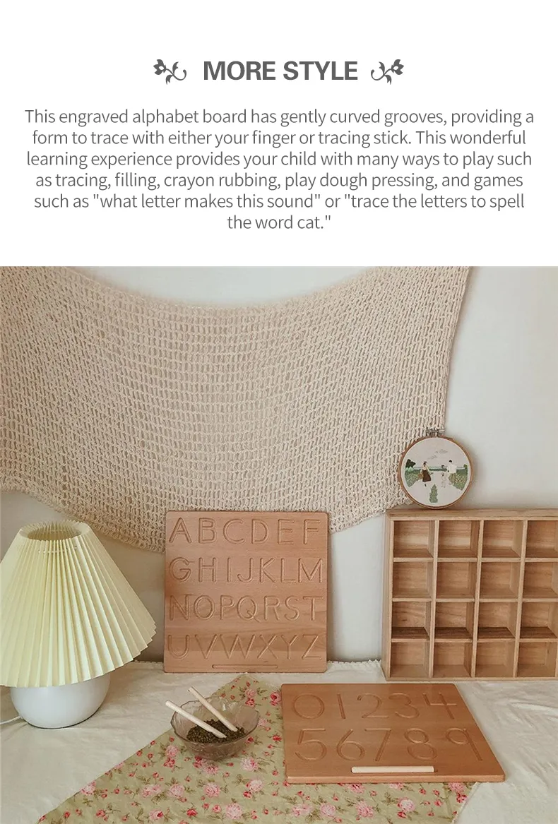 Alphabet Tracing Board Kindergarten Montessori Wooden Learn Writing Board with Stylus Pen