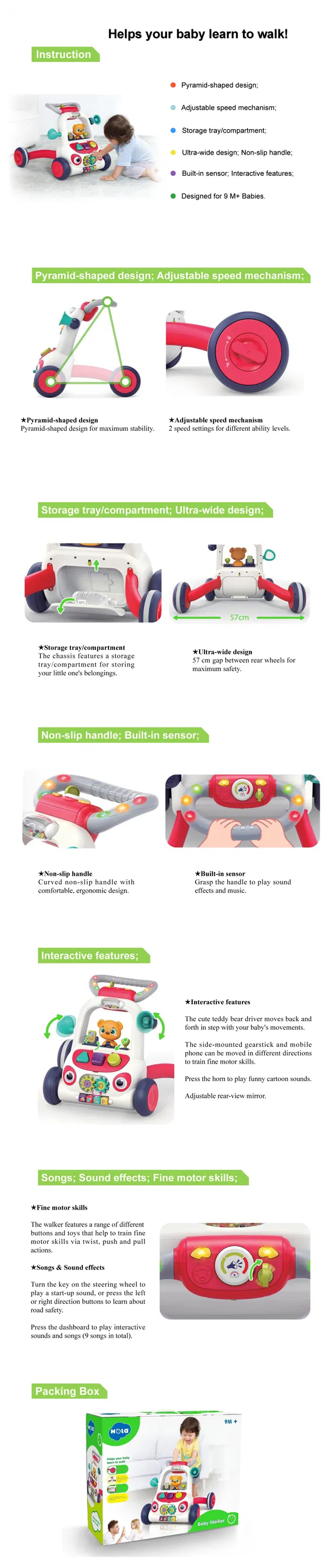 Baby Toys Learning Walker Sit-to-Stand Baby Walker with Wheels Kids Early Educational Activity Center Toys