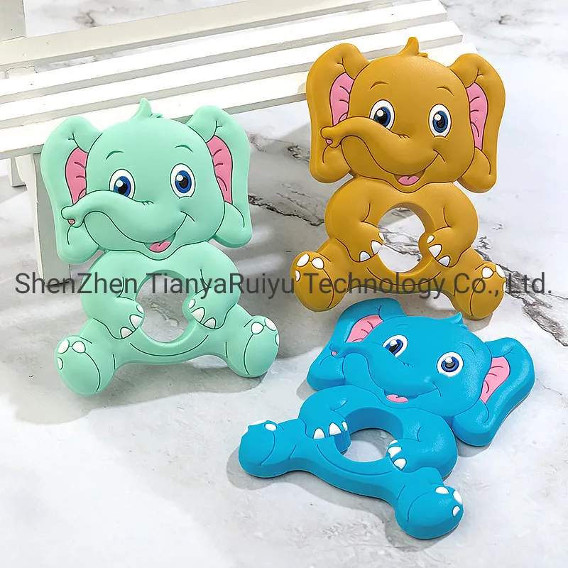 BPA Free Food Grade Silicone Baby Teething Beads Sitting Elephant Teether