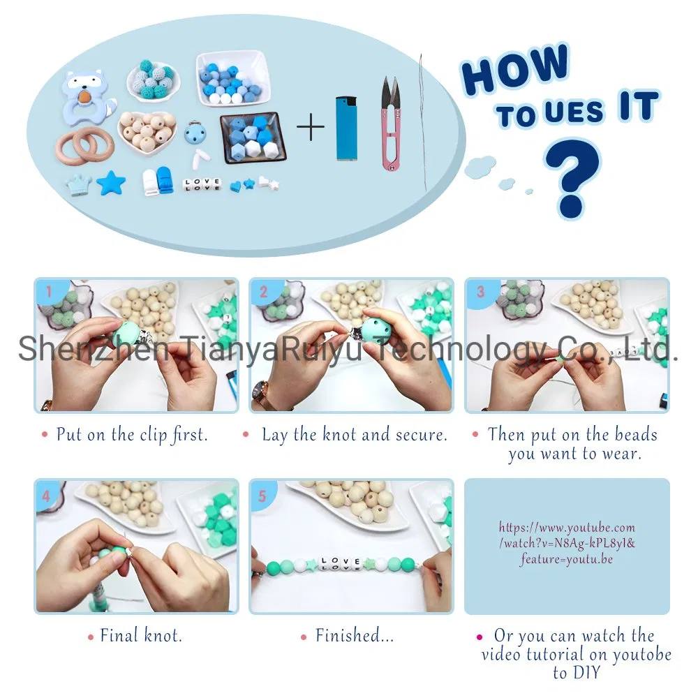 BPA Free Food Grade Silicone Baby Teething Beads Sitting Elephant Teether