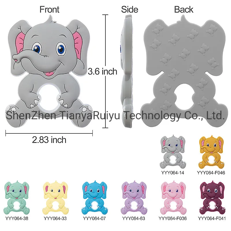 BPA Free Food Grade Silicone Baby Teething Beads Sitting Elephant Teether