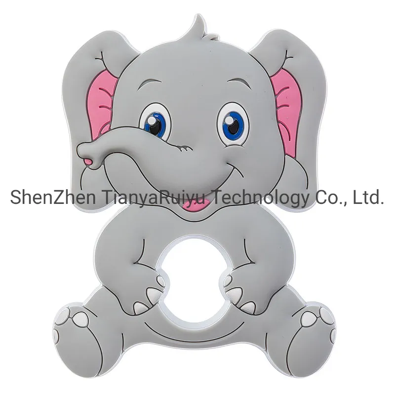 BPA Free Food Grade Silicone Baby Teething Beads Sitting Elephant Teether