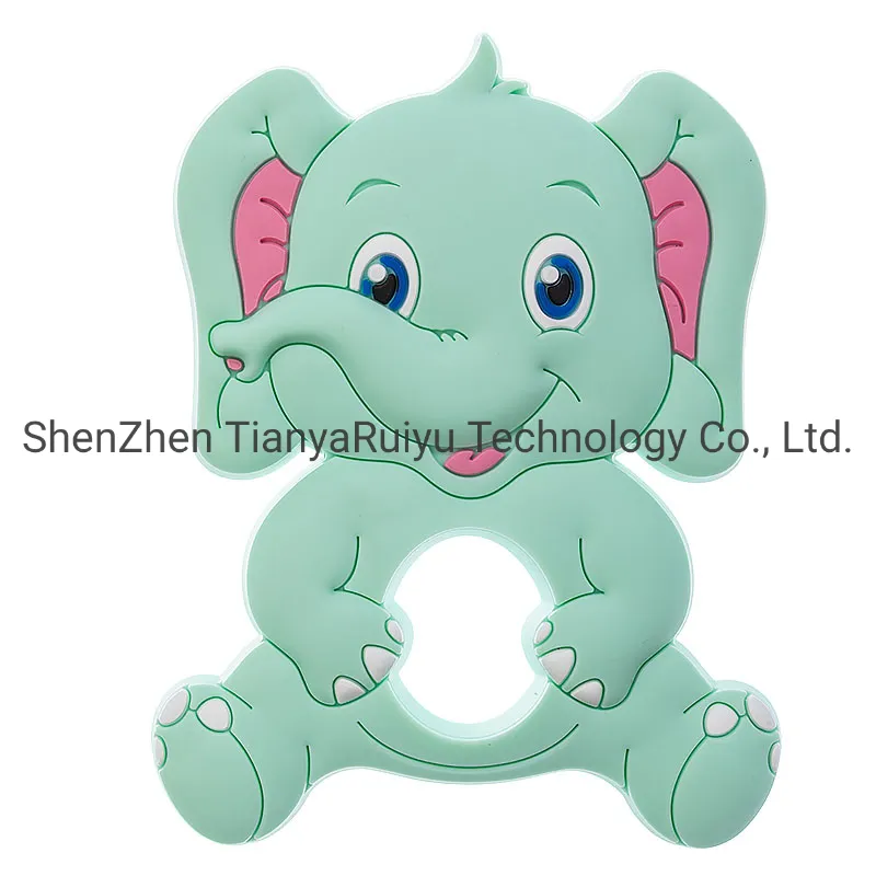BPA Free Food Grade Silicone Baby Teething Beads Sitting Elephant Teether