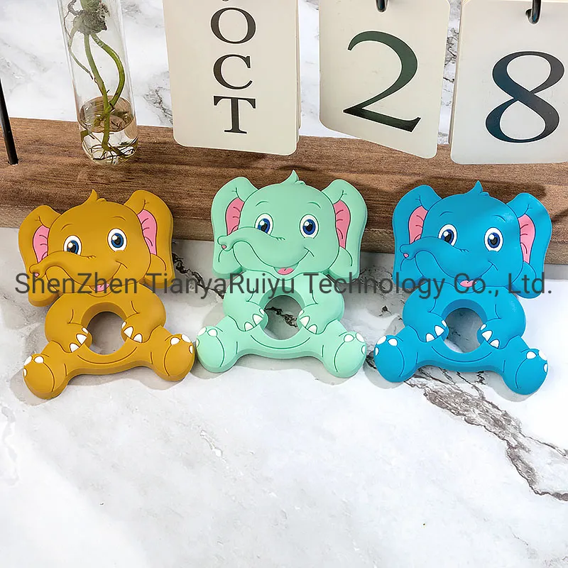 BPA Free Food Grade Silicone Baby Teething Beads Sitting Elephant Teether