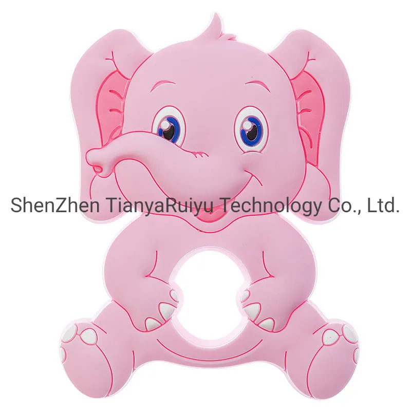 BPA Free Food Grade Silicone Baby Teething Beads Sitting Elephant Teether