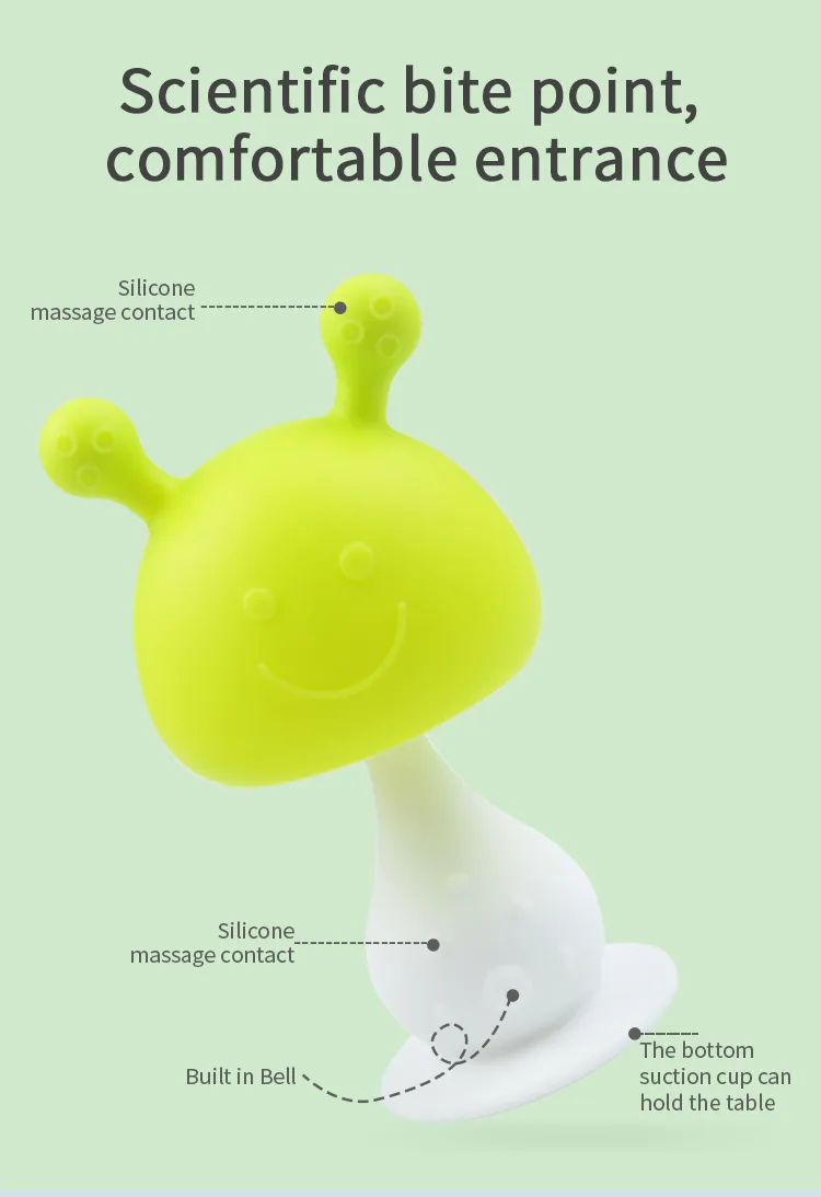 BPA Free Newborn Cartoon Mushroom Teething Toy Silicone Molar Teether Baby Mitt Teethers Toys