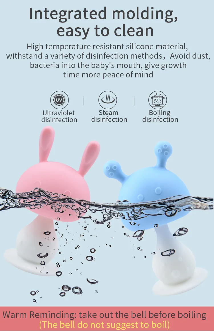 BPA Free Newborn Cartoon Mushroom Teething Toy Silicone Molar Teether Baby Mitt Teethers Toys