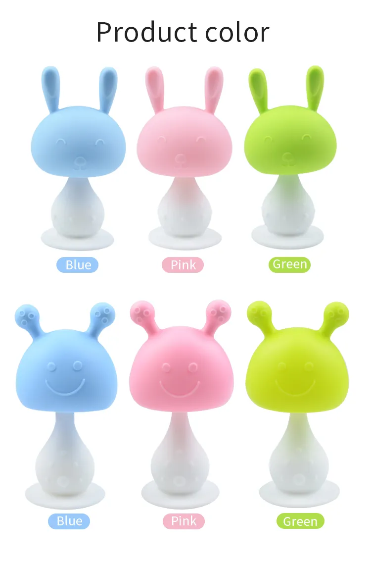 BPA Free Newborn Cartoon Mushroom Teething Toy Silicone Molar Teether Baby Mitt Teethers Toys