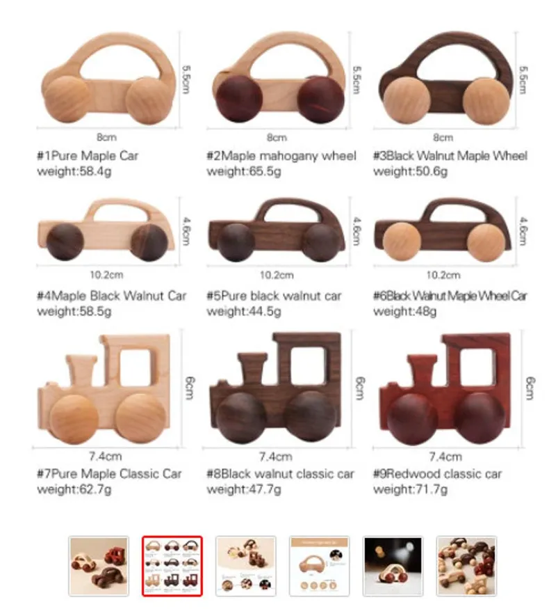 Car Toys New Handmade Organic Wooden Kid Push Toys Wood Car Toddler Play Vehicletag