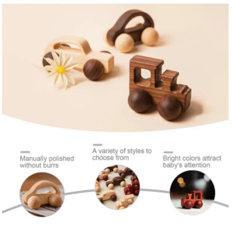 Car Toys New Handmade Organic Wooden Kid Push Toys Wood Car Toddler Play Vehicletag
