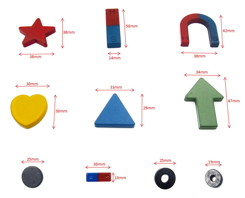 Ceramic Magnet Kit for Education Science Experiment Horseshoe & Bar Magnets