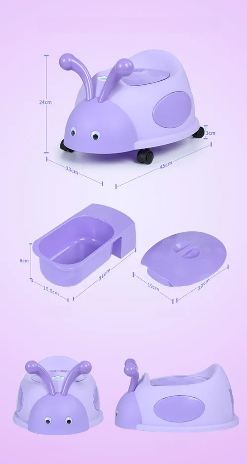Children′s Products Plastic Baby Toilet Potty Have Wheel with Ladybird Shape