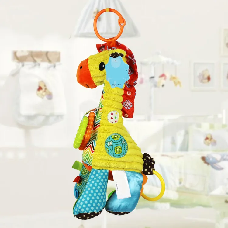 Creative Plush Baby Bell Ringing Toy Giraffe Music Bell Music Pull on The Rope Baby Toy
