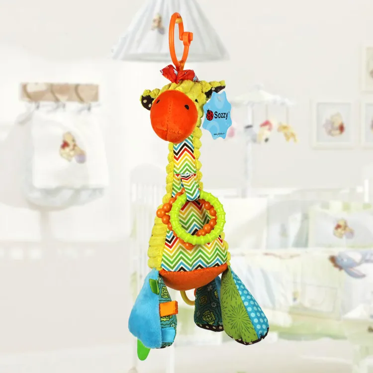 Creative Plush Baby Bell Ringing Toy Giraffe Music Bell Music Pull on The Rope Baby Toy