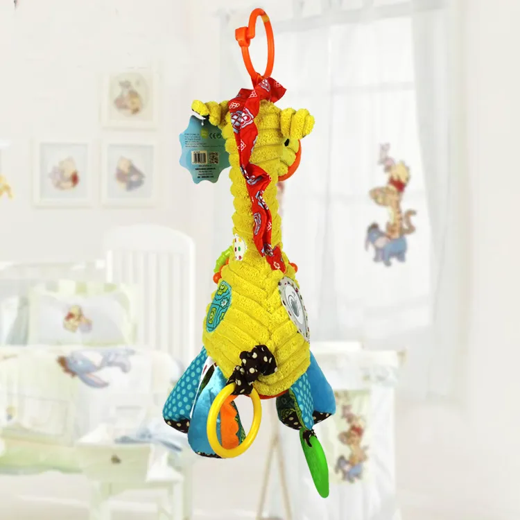 Creative Plush Baby Bell Ringing Toy Giraffe Music Bell Music Pull on The Rope Baby Toy