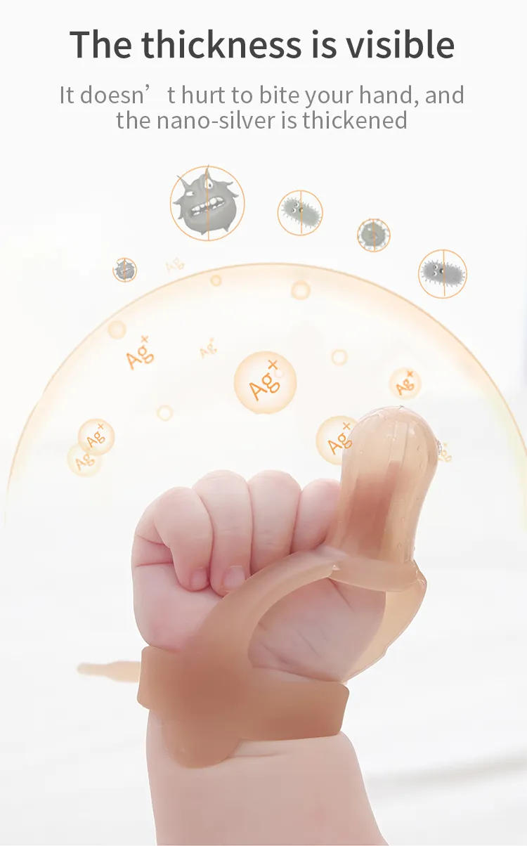Custom BPA Free Liquid Silicone Thumb Finger Cover Bracelet Baby Teether Adjustable Wristband Chew Teething Toys for Babies