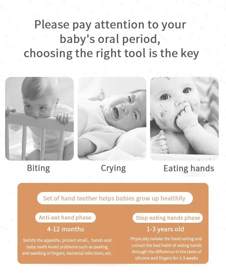 Custom BPA Free Liquid Silicone Thumb Finger Cover Bracelet Baby Teether Adjustable Wristband Chew Teething Toys for Babies