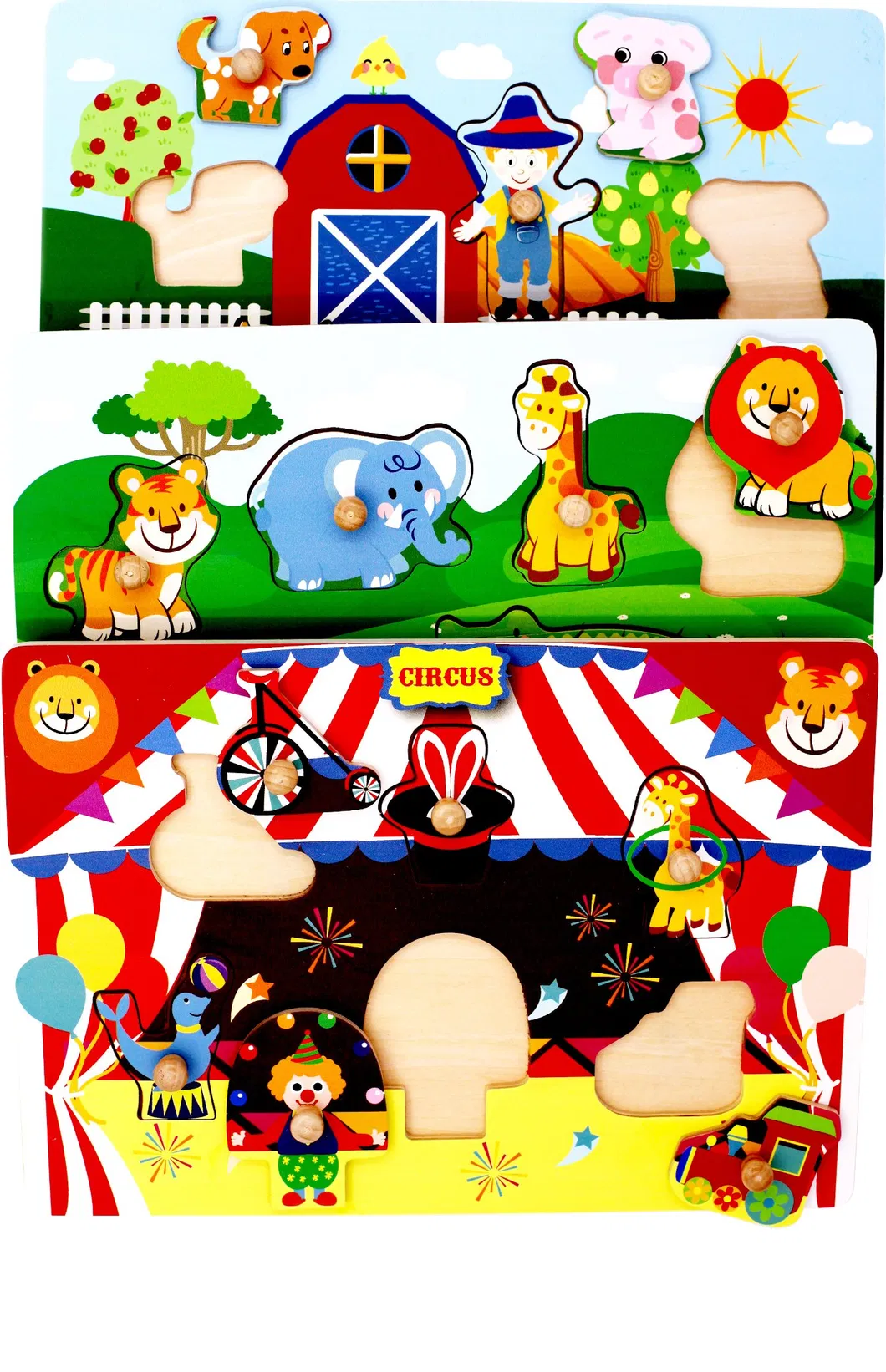 Custom Wooden Children & Prime Educational Toys Montessori Claw Nail Hand Circus Jigsaw Basswood Plywood Jigsaw Toy