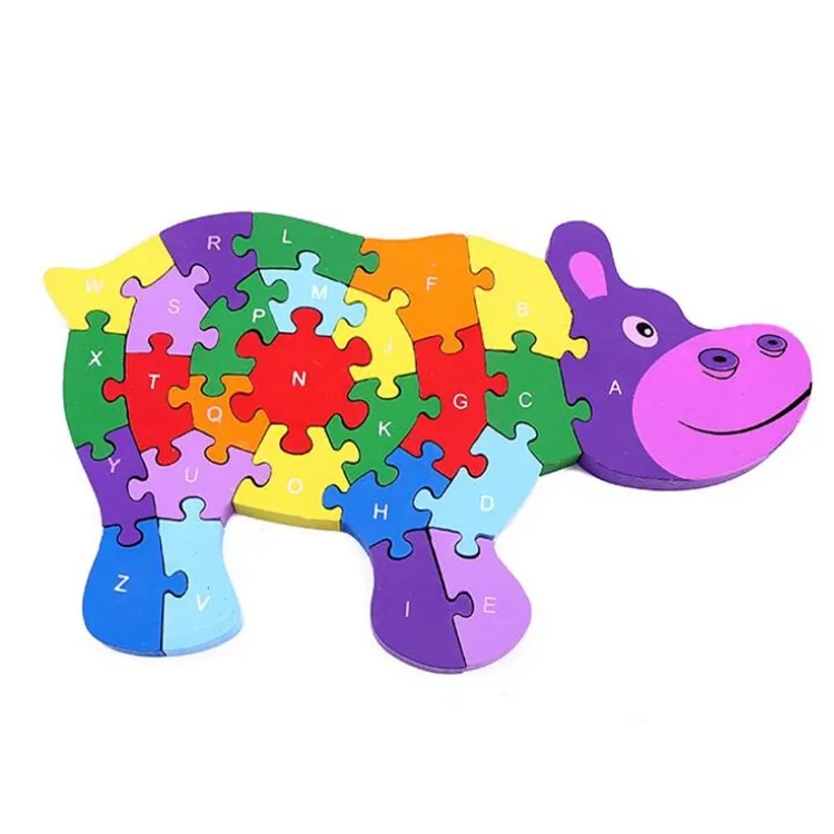 Customize Kids Learning Cognized Animal Funny Wooden Animal Shape Puzzle for Kids Gift