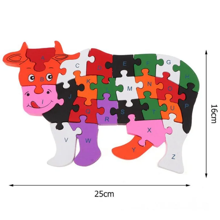 Customize Kids Learning Cognized Animal Funny Wooden Animal Shape Puzzle for Kids Gift