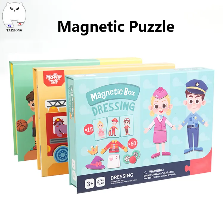 Early Educational 3D Magnetic Puzzle Toys Sticker Dress up Game for Kids