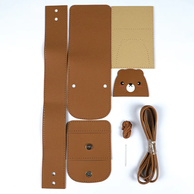 Factory Direct DIY Sewing Leather Craft Kit Bag with All Accessories PU Mobile Phone Mini Bags for Kids Boys Girls Adults