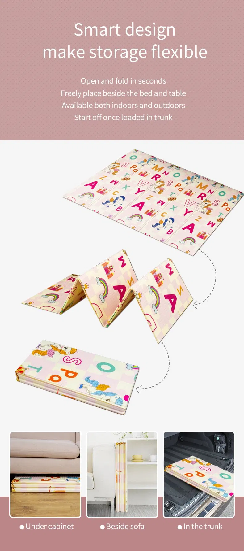 Factory Supply High Quality Ecofriendly Soft Moistureproof Easy Clean Customized Foldable XPE Foam Baby Play Mat