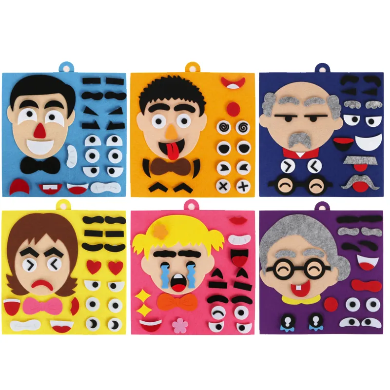 Felt Facial Expression Puzzle Toy for Kids Educational Early Learning Toy Emotion Color Learning Toy Safe Children Toy Storage Bag Baby Toy