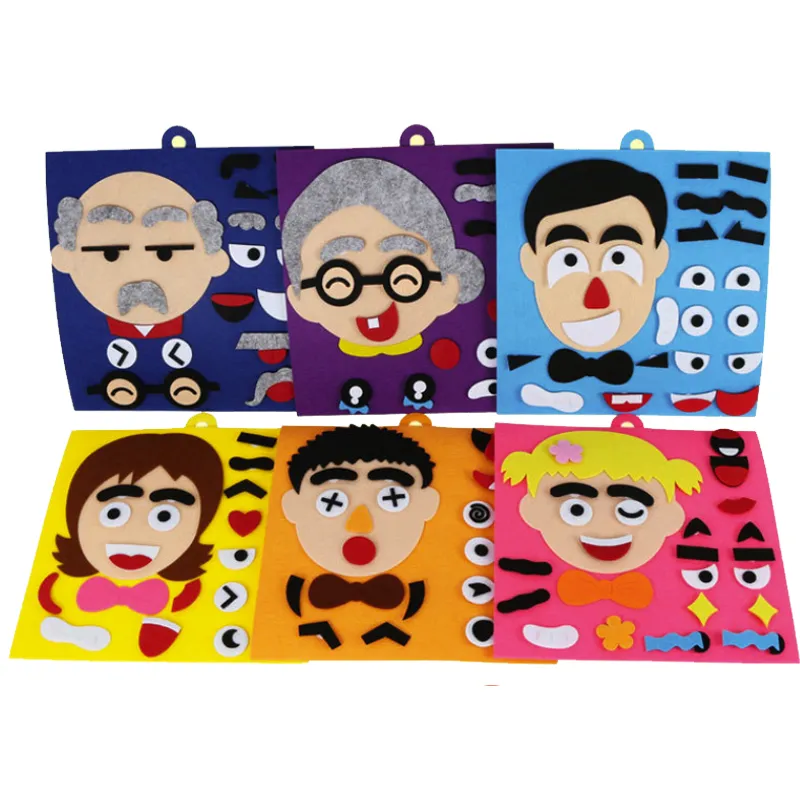Felt Facial Expression Puzzle Toy for Kids Educational Early Learning Toy Emotion Color Learning Toy Safe Children Toy Storage Bag Baby Toy