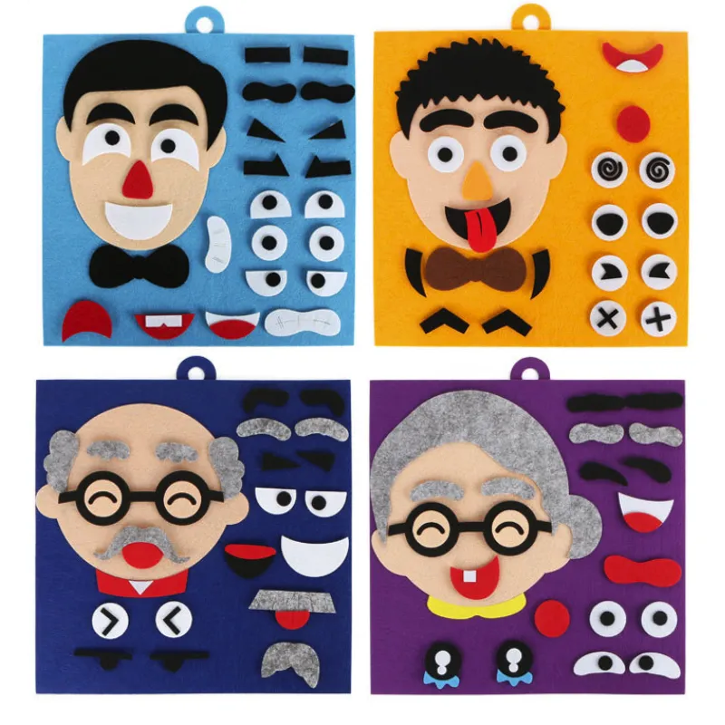 Felt Facial Expression Puzzle Toy for Kids Educational Early Learning Toy Emotion Color Learning Toy Safe Children Toy Storage Bag Baby Toy