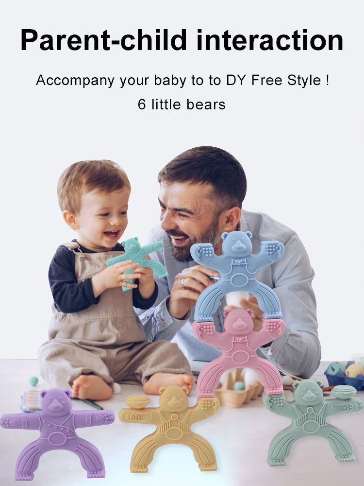 Food Grade Kids Silicone Soft Block Toy Block 6PCS Set Training Game Kit Baby Learning Animals Balance Toys Educational Toys