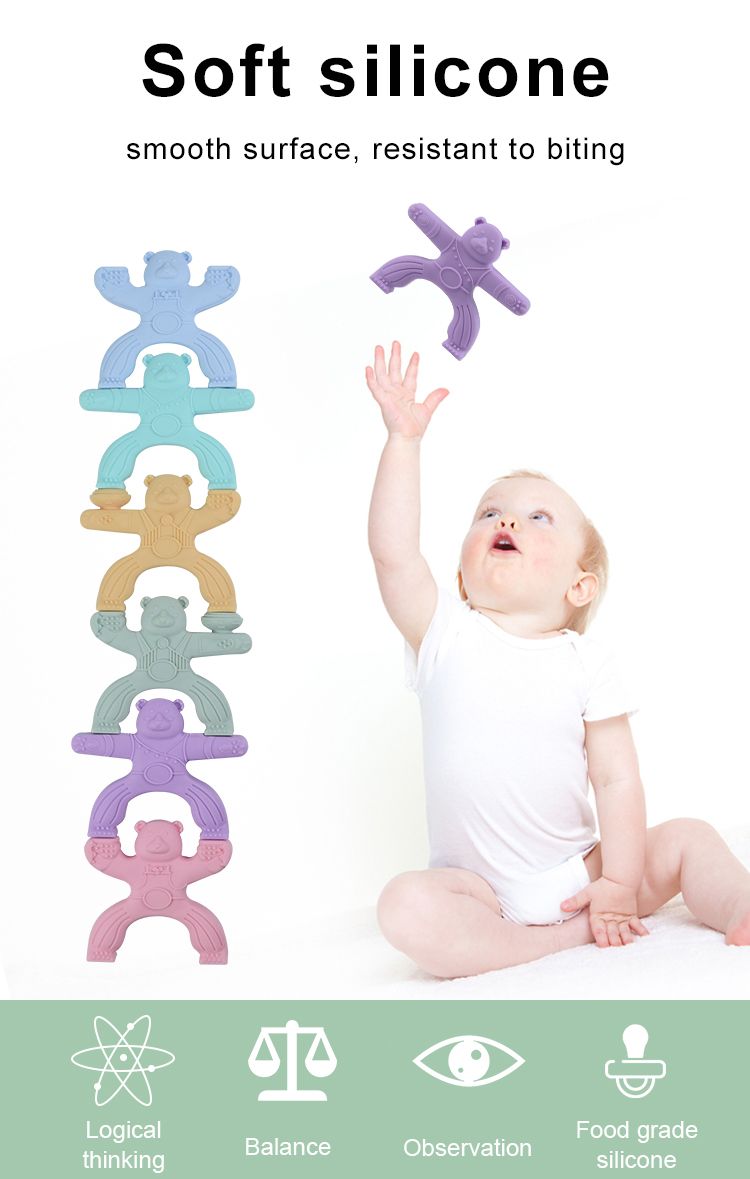 Food Grade Kids Silicone Soft Block Toy Block 6PCS Set Training Game Kit Baby Learning Animals Balance Toys Educational Toys