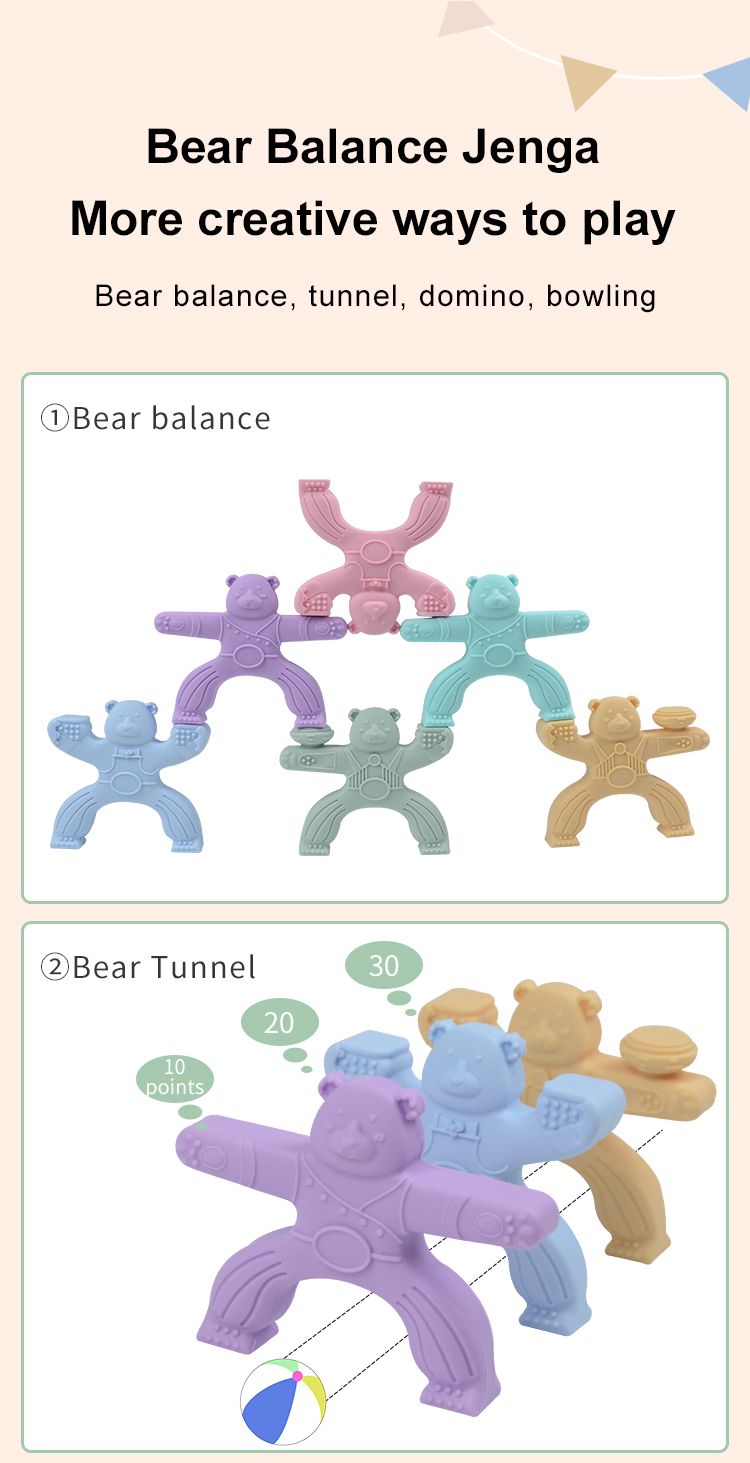 Food Grade Kids Silicone Soft Block Toy Block 6PCS Set Training Game Kit Baby Learning Animals Balance Toys Educational Toys