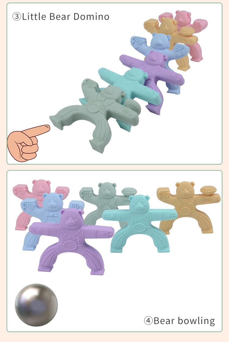 Food Grade Kids Silicone Soft Block Toy Block 6PCS Set Training Game Kit Baby Learning Animals Balance Toys Educational Toys