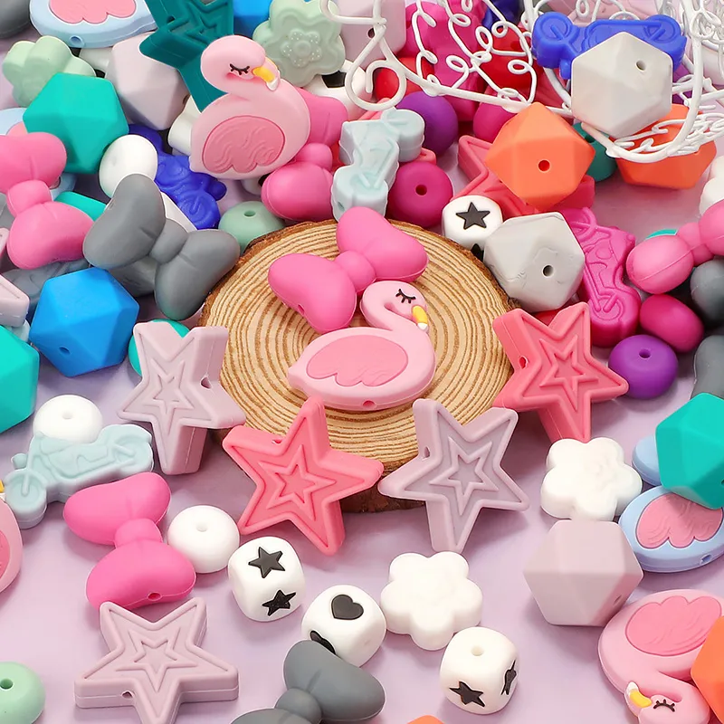 Food Grade Silicone Beads Wholesale Safe BPA Free Baby Teether Chew Beads Bulk Round Silicone Teething Beads