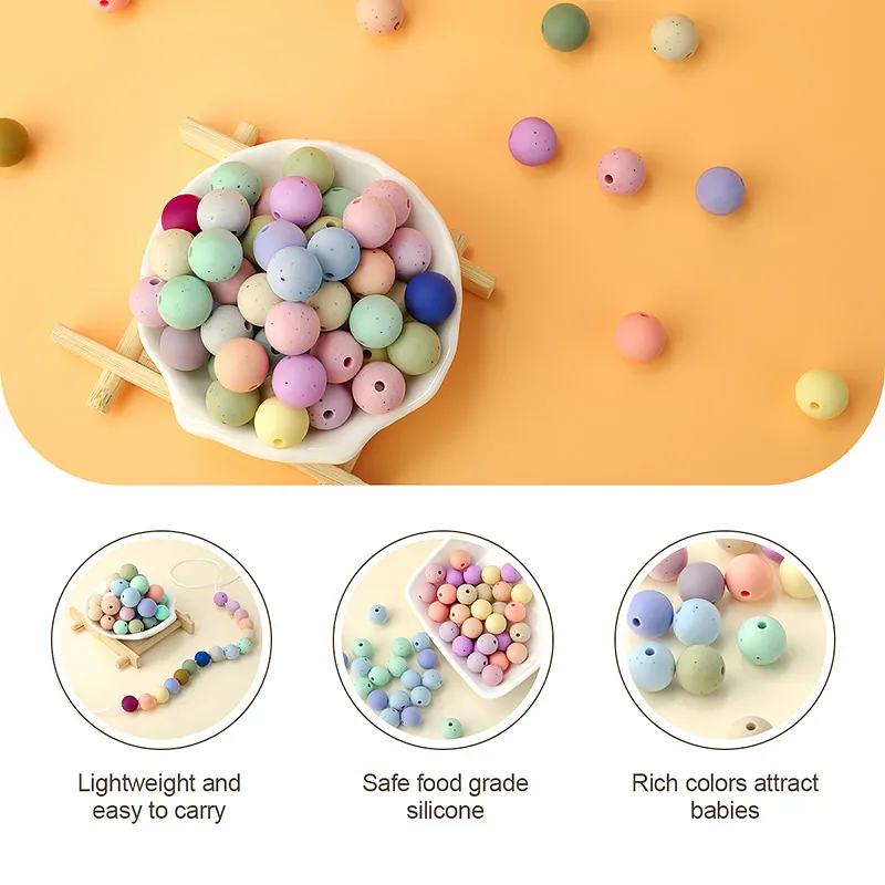Food Grade Silicone Beads Wholesale Safe BPA Free Baby Teether Chew Beads Bulk Round Silicone Teething Beads