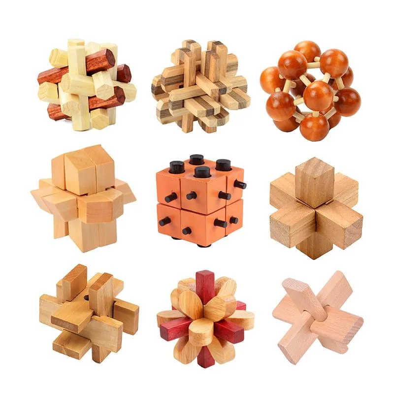 Hot Sale Chinese Wooden Block Toy Traditional Puzzle Brain Teaser Toy Kongming Lock