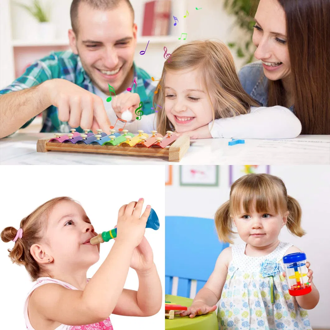 Hot Selling Kids Musical Instruments Toy Set Wooden Instruments Preschool Educational Learning Music Toys with Storage Backpack Bag