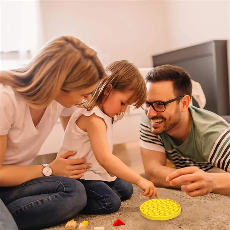Hot Selling Stress Relief Sensory Kids Toys Rainbow Color Bubble Game Silicone Push Pop It Fidget Toys