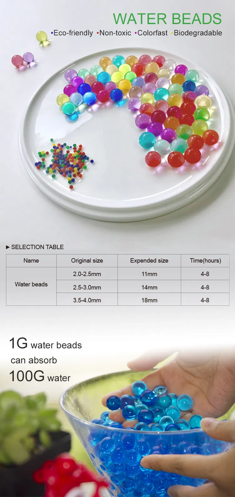 Jelly Balls Gel Beads Rainbow Mix Factory in China Glitter Water Beads Marble