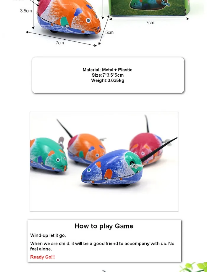 Kids Classic Children Educational Tin Mouse Chicken Frog Clockwork Wind-up Vintage Toys