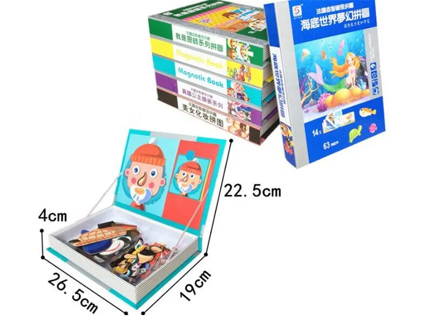 Kids Magnetic Books Puzzle Gift Educational Toys Montessori Magnetic Puzzles Toy